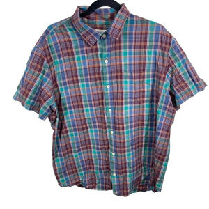 Gap madras plaid casual button up shirt summer cotton men’s XL standard fit